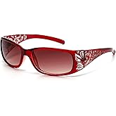 willochra fashion Y2K Polarized Sunglasses for Women Rhinestone Wrap Around Rectangular Sunglasses UV400 Protection