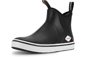 Showave Men's Deck Boots Waterproof Ankle Rubber Rain Boots Non-slip Boat Booties for Sailing Fishing and Outdoors