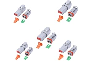 2Pin Connector 5Sets Deutsch Electrical Connector Pin Kit -Style DT Series, Waterproof Connectorsi,Terminal Plug for Automoti