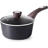 SENSARTE Nonstick Sauce Pan with Lid, 1.5 Quart Small Saucepan, Multipurpose Cooking Pot with Stay Cool Handle, Non toxic Kitchen Sauce Pot, Non stick Saucier Pan, Induction Comptable, PFOA Free