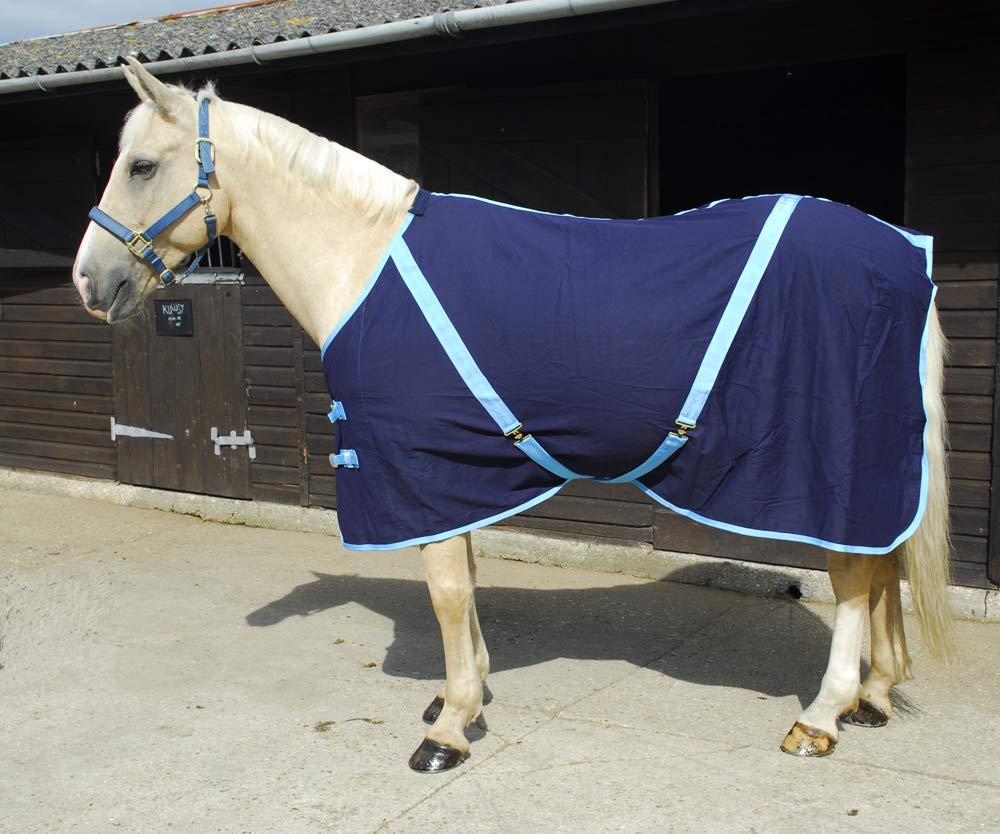 Rhinegold 0 Rhinegold - 6/9 Navy Blue Bound Baby Blue Summer Sheet, Navy bound Baby Blue, 6 9 UK