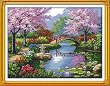 eGoodn Stamped Cross Stitch Kits With Printed Pattern - The Beautiful Scenery Of Park, 27.6