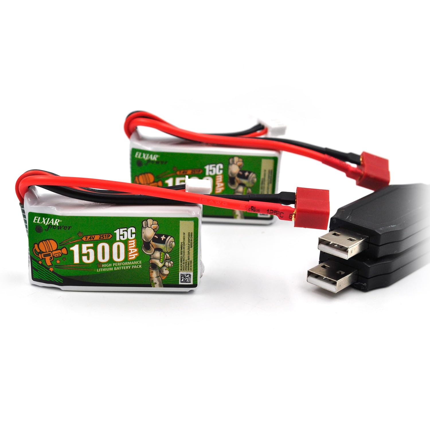 Photo 1 of (2-Pack) 7.4V 1500mah T-Head High-Rate Lithium Battery for WLTOYS A959-B A969-B A979-B K929-B 144001 12401 9200 9200E 300E YC200 HM123 1/10,1/12,1/16 RC High-Speed Off-Road Vehicle Spare Battery