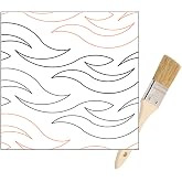 Quilting Pantographs Pattern Paper Roll - for Longarm Quilting Machines - Easy Water Waves Design Quilt Pantograph - Set Includes Long Arm Quilters Sewing Machine Rails and Tracks Cleaning Brush
