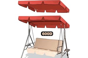 CHENGWEI 600D Outdoor Swing Canopy Replacement Top,Waterproof Patio Swing Canopy Replacement,3 Seat Porch Swing Canopy Replacement Sunshade and Rainproof(77" W x 43" D x 5.9" H Red)