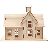 Lurrose Wooden 3D Puzzles for Adults Log Cabin DIY Wood Miniature House Building Model Kits for Teens Little House 3D Assembly Puzzle Toys