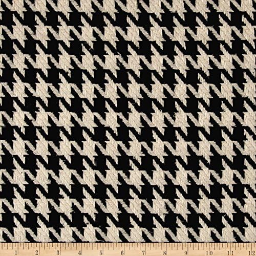 Fancy Houndstooth Basketweave Coating Black/White Fabric By The Yard