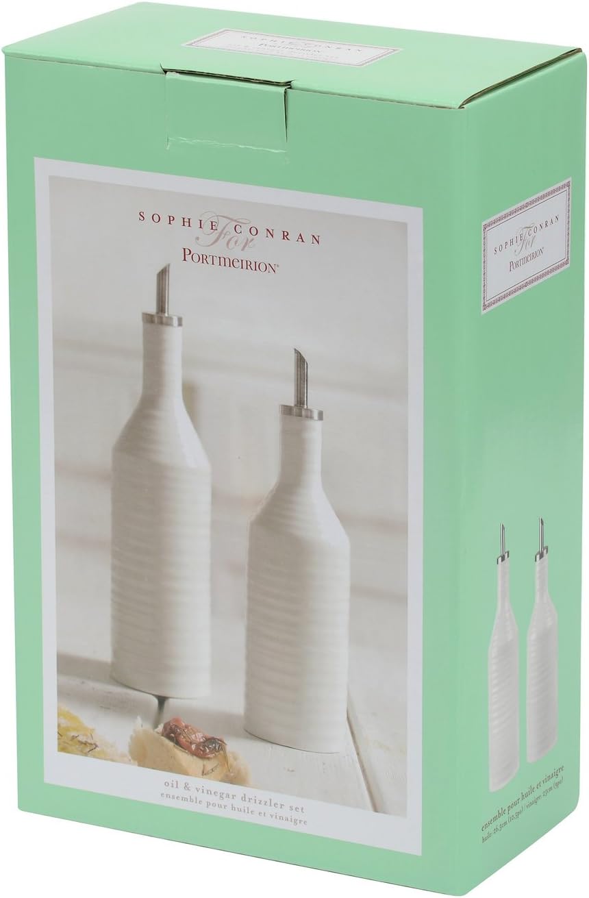 Portmeirion x Sophie Conran Oil & Vinegar Drizzler Set, White Porcelain, Durable with Controlled Flow - Image 4