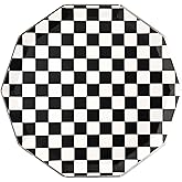 Black and White Checkered Paper Party Plates by Bonjour Fete | Disposable Plates for Halloween, Birthday - Sturdy Dinner Plates| 10.5" D (8 Pack)
