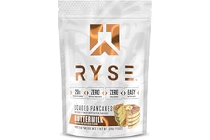 RYSE UP SUPPLEMENTS RYSE Loaded Protein Pancake & Waffle Mix - Buttermilk - Naturally Sweetened Breakfast with 21g Protein, 3g MCTs and 2g Fiber - No Added Sugar - High Protein Snack for Clean Energy - 6 Servings