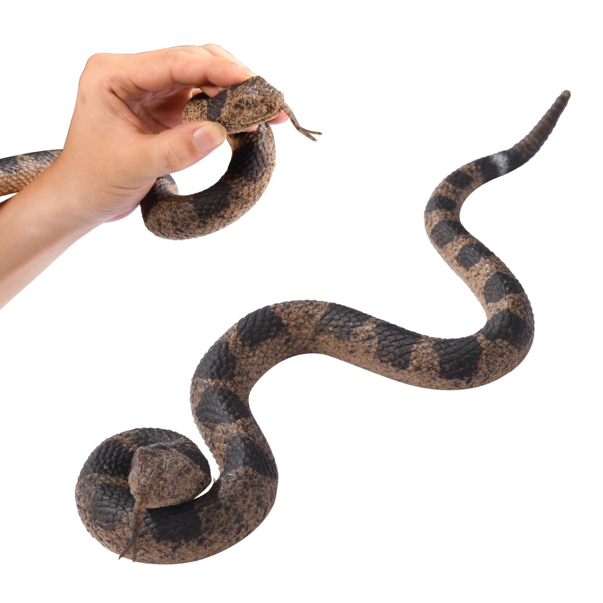 Photo 1 of Realistic Fake Snakes Rubber Snakes Realistic Keep Birds Away, Prop Rubber Rattlesnake Realistic Snake Toy for Garden to Keep Birds Away, Scare Squirrels, Mice, Pranks Halloween Decoration Props