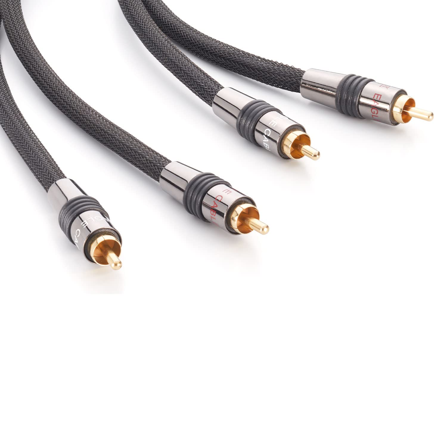 inakustik – 10040030 – Deluxe Stereo Audio Cable Powerful and Dynamic Sound Thanks to the High Copper Content 3.00 m in Black Double Shielding Full Metal Plug with Braided Shield