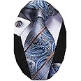 Dubulle Mens Paisley Striped Tie WOVEN Necktie for Men and Handkerchief Cufflinks Set Wedding Formal Business