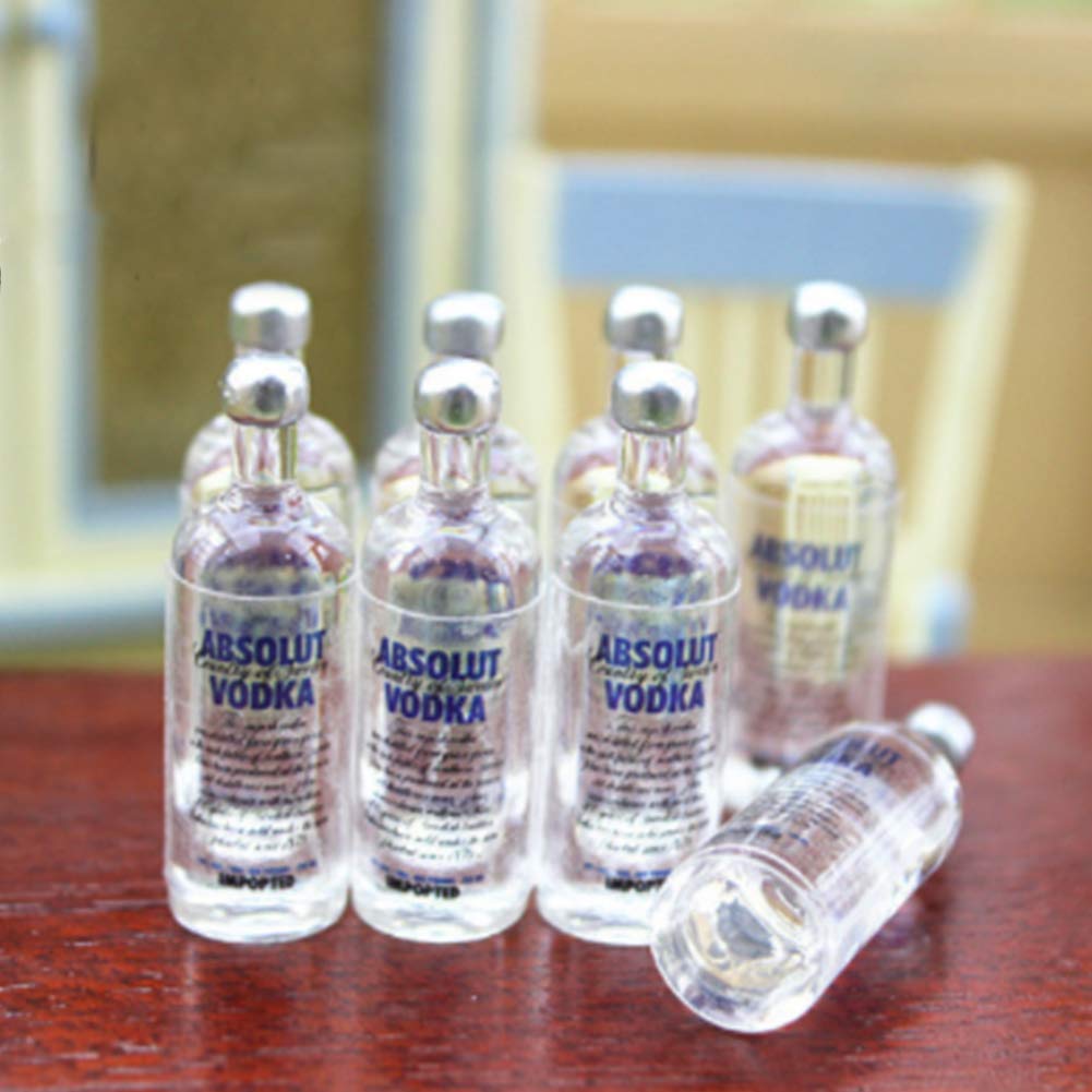 Funny Mini Resin Vodka Bottles Global Drink Liquor Bottle Shots Kit Dollhouse Miniature Accessories 8pcs