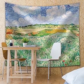 "Plain Near Auvers by Vincent Van Gogh - Fabric Tapestry, Home Decor - 51x60 inches