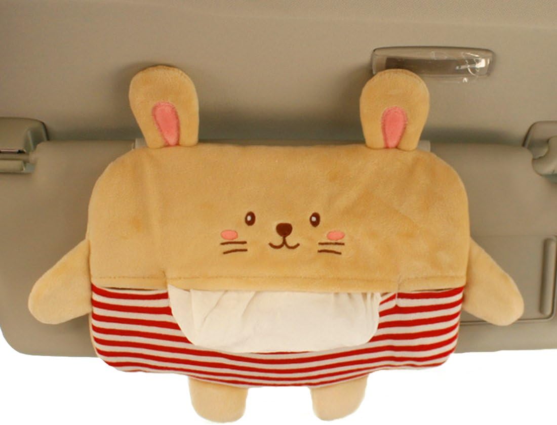 Wishlanlan Cartoon Animal Auto Car Sun Visor Tissue Box Handy Paper Napkin Holder Clip (Rabbit)