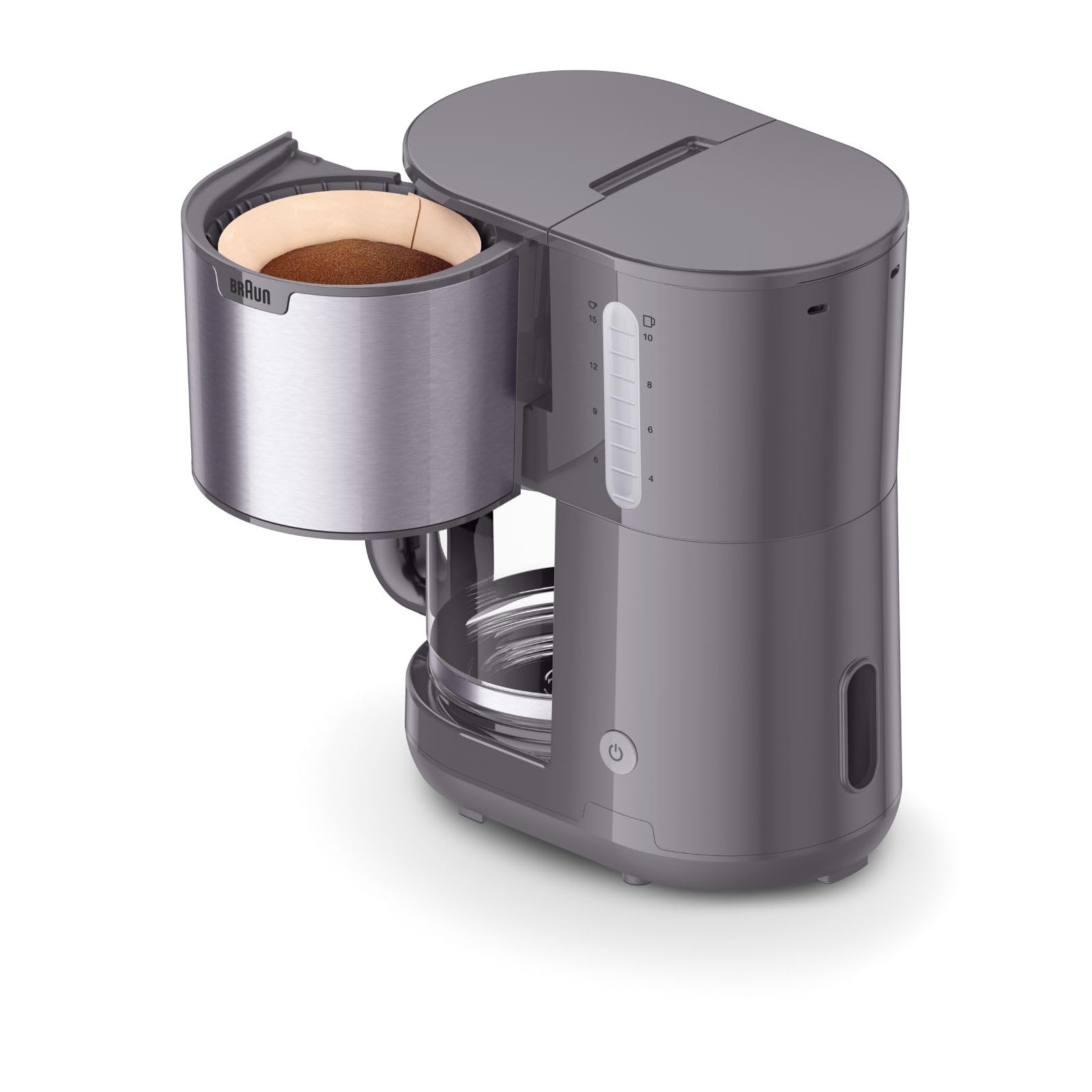 Braun Kaffeemaschine PurShine KF1500GY, Filterkaffeemaschine mit Glaskanne & OptiBrew System, Anti-Tropf-Funktion, Automatische Sicherheitsabschaltung, 10 Tassen Kapazität, 1000W, Grau 2