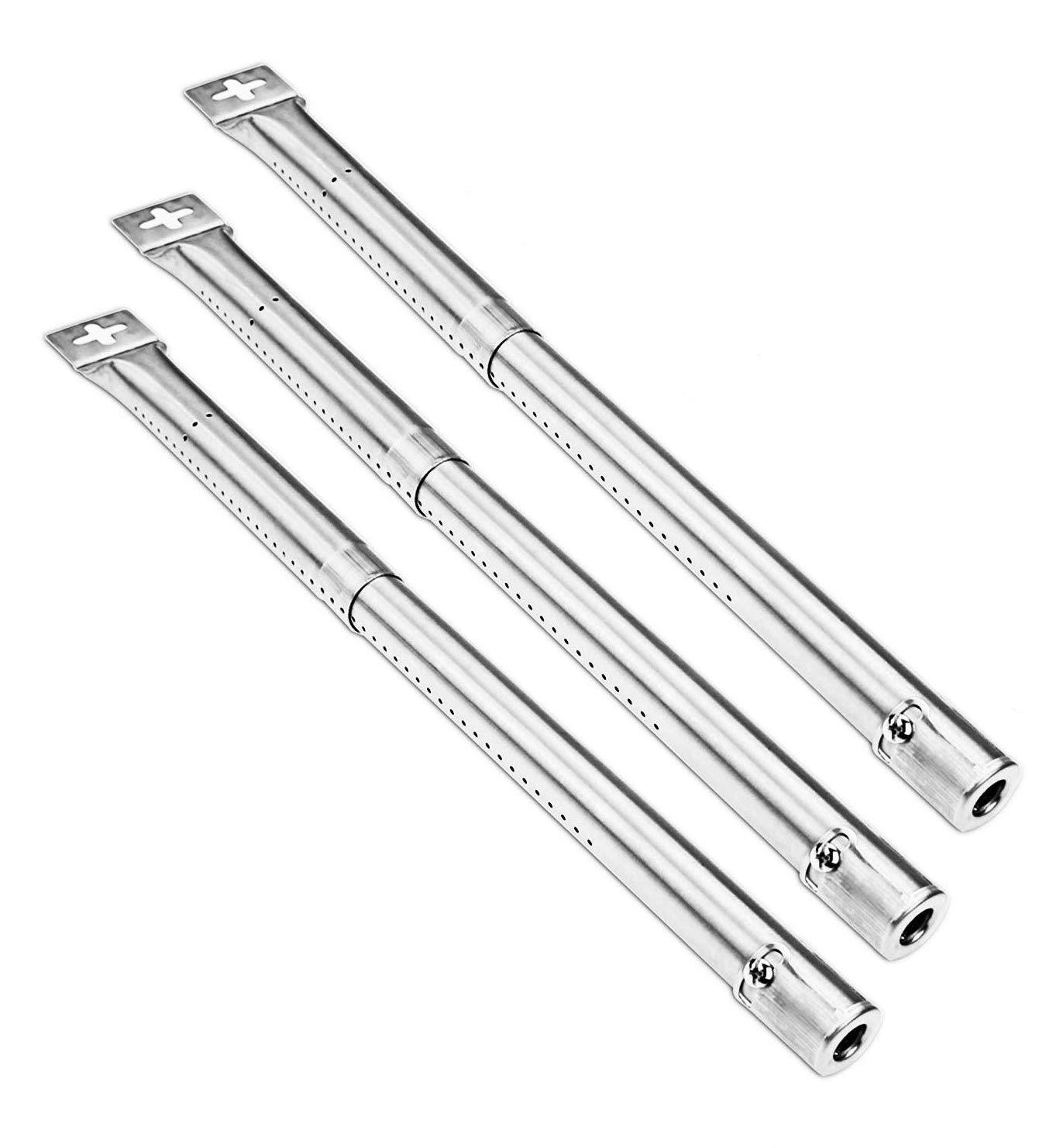 LOKHING 42204 Universal BBQ Gas Grill Replacement Stainless Steel Adjustable Tube Burners for FirePlus Fire Mountain Char-Broil CosmoGrill Campingaz and Other Model Grills (30.5 to 44.5 CM, 3 pack)