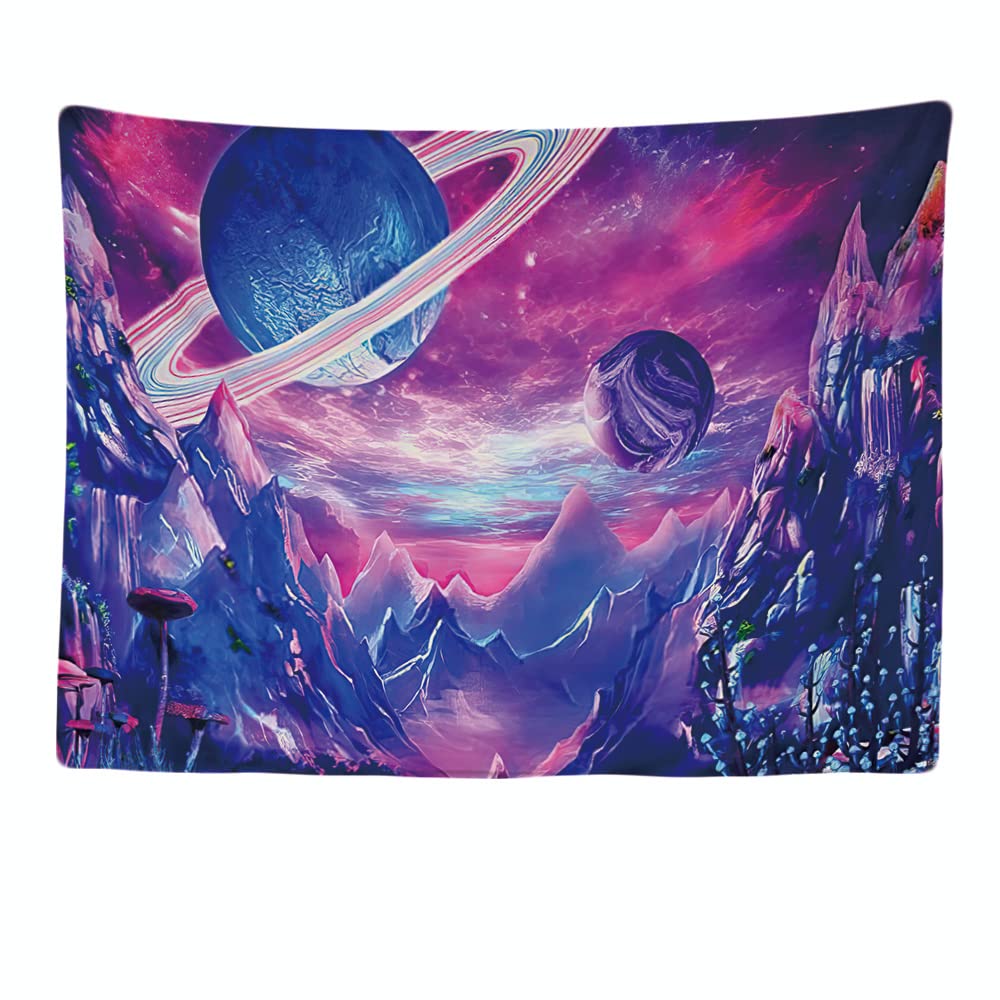 Ulticool - Tapestry Decoration Home - Planets Purple Mountains Sea - 200 x 150 cm - Wall Towel Wall Hangings - Accessories for Bedroom Living Room Children's Room — image 1