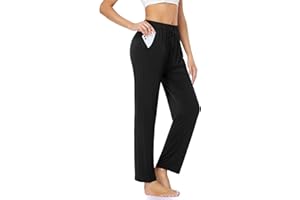 ASIMOON Womens Yoga Sweatpants with Pockets Comfy Stretch Wide Leg Casual Lounge Workout Pants for Ladies