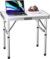 Lucn 2FT Folding Camping Table 60x45 cm Aluminum MDF Top 2-Height view 2