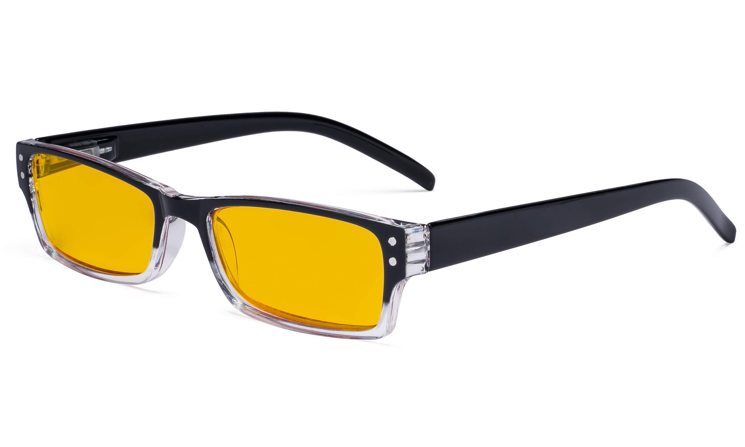 Eyekepper Blue Light Blocking Glasses for Women Men Reading Computer Screen - Anti Digital Glare Blue Light Filter Readers with Amber Tinted Reading Glasses - Black +2.00