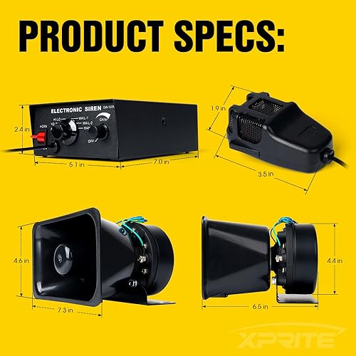 Xprite 100W 12V Police Siren Tone PA System Electronic Emergency