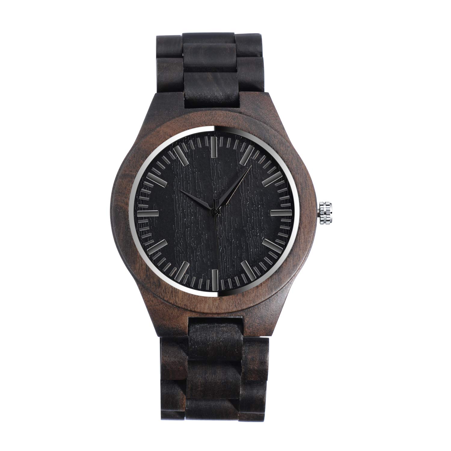 Unendlich U Men's Women's Natural Bamboo Wood Wrist Watches, Minimalist Fashion Quartz Watch, Business Casual Dark Brown Watch, Wooden Band