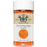 Nature's Colors, Orange Sugar Pure Sugar Sprinkles for Baking and Decorating, Small 3.3 Oz Jar (Pack of 1)