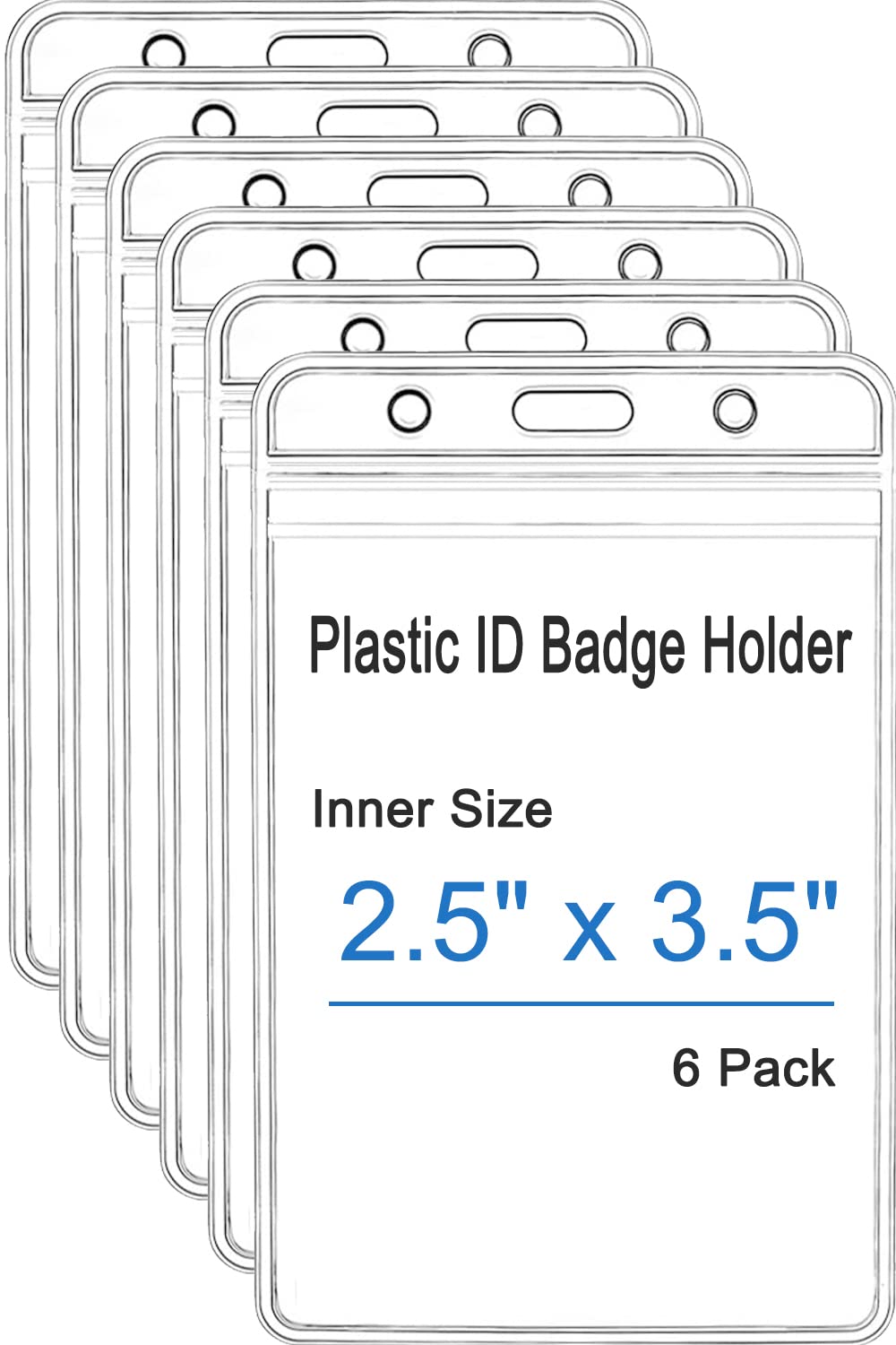 PCKPGON 100 Pack Vertical ID Badge Holders - Clear Zippered Sleeves For Cards, Fits Credit Card Size