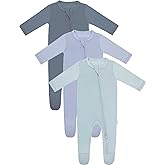 RRP Unisex Baby Footies Pajamas,Rayon Derived From Bamboo,Buttery Soft Sleep 'N Play PJs,2-Way Zipper Closure,0-18 Months