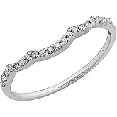 Dazzlingrock Collection Round White Natural Diamond Contour Wedding Band for Women (0.12 Ctw) in Real Solid Gold