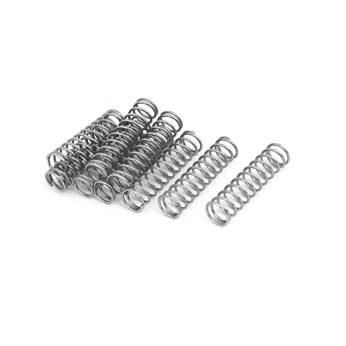sourcingmap Compression Spring,304 Stainless Steel,10mm OD,1mm Wire Size,40mm Free Length,Silver Tone,10Pcs