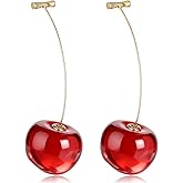 2 Pairs Cherry Earrings for Women 3D Red Cherry Drop Earrings Fun Fruit Drop Dangle Earring Cute Sweet and Lovely Light Weight Fruit Earring Red Jewelry Unique Fruits Charm Jewelry