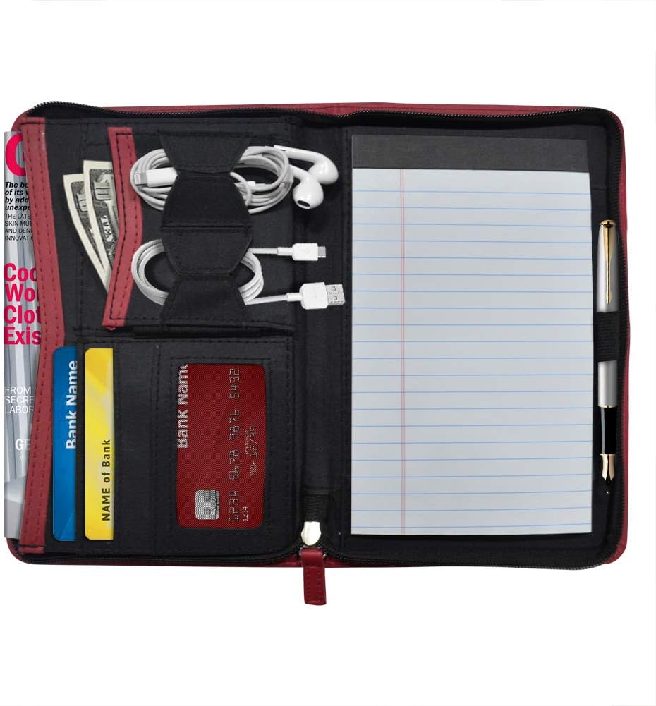 Eamay Professional Padfolio Resume Portfolio Case/Business Portfolio Organizer with 8.5” x 11.5” Writing Notepads (New Red)