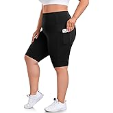 we fleece Plus Size 8" Biker Shorts with Pockets - High Waisted Spandex Yoga Shorts for Women, Workout Gym Cycling Athletic