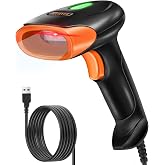 KUIIYER USB Barcode Scanner, 1D QR 2D Wired Handheld Bar Code Reader | Bar Code Scanners with Updated 800 X 600 Pixel CMOS &amp; Built-in Light, Plug &amp; Play for Computers, PC, Laptop, Desktop &amp; POS