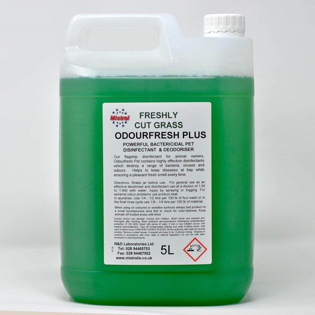 Odourfresh Premium Freshly Cut Grass Pet Disinfectant - Super concentrated Disinfectant, Astroturf and Artificial Grass Cleaner & Deodoriser (5L)