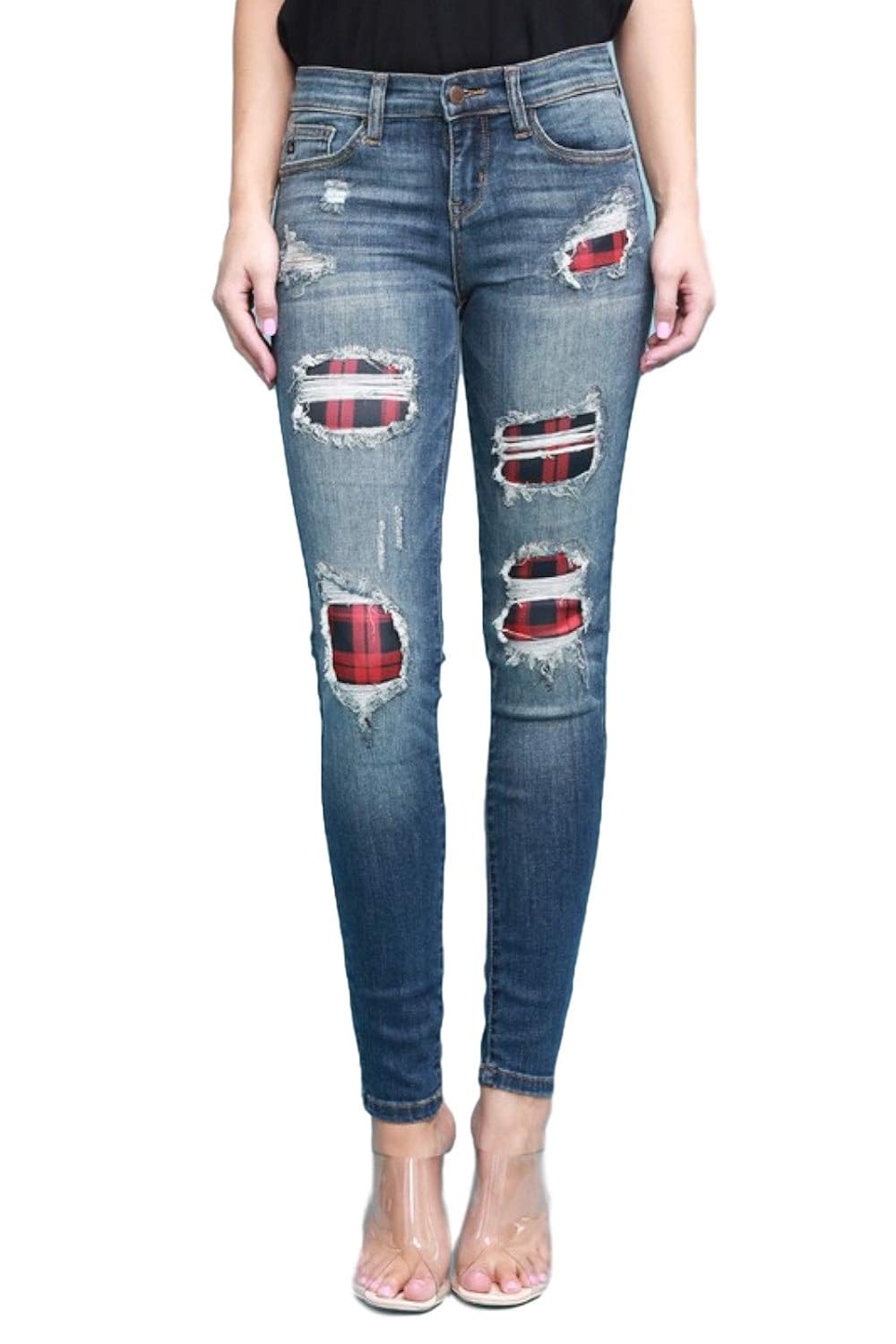 buffalo plaid judy blue jeans