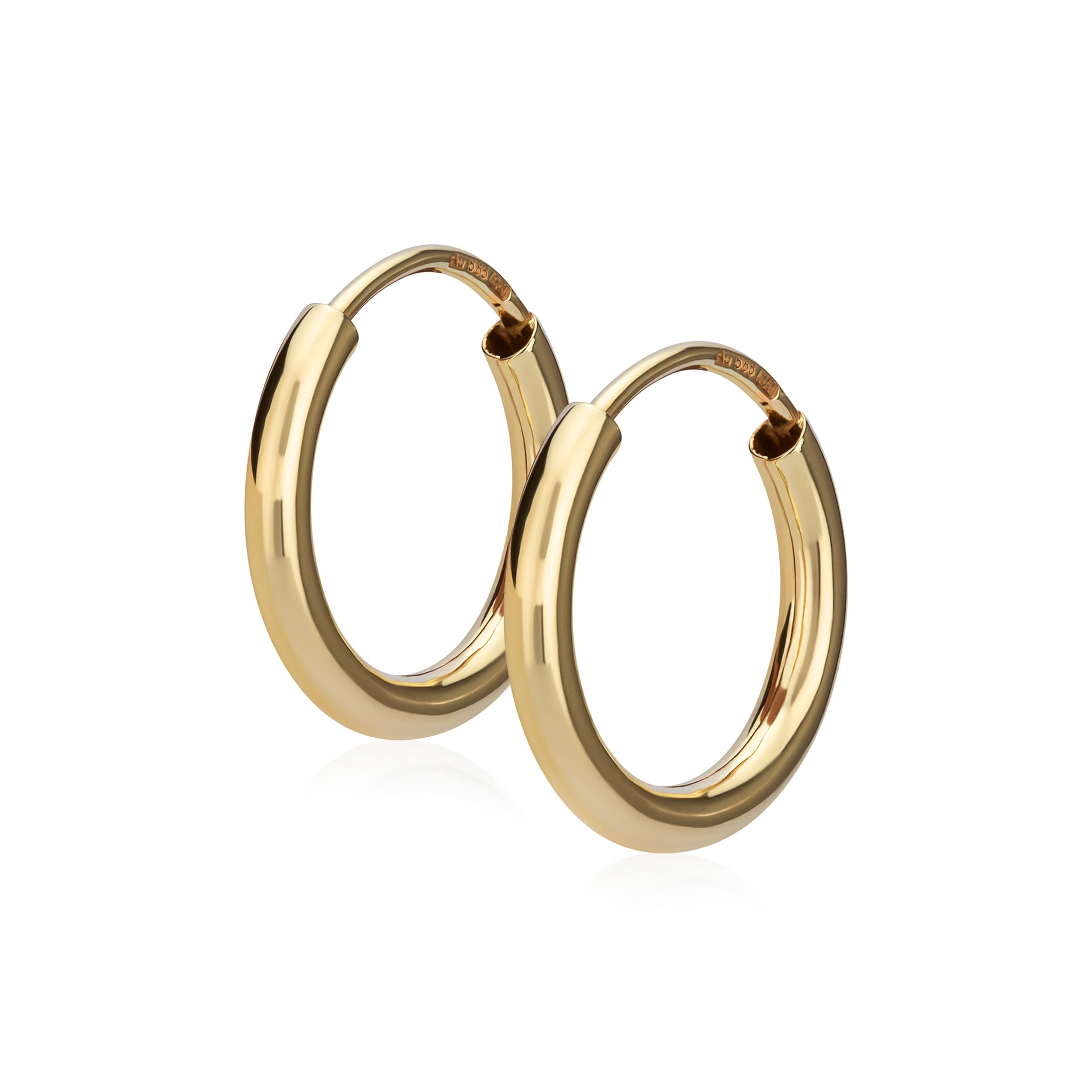 NKlaus pair gold alloy hoop earrings earrings 1,8mm round gold earrings 13mm 9028