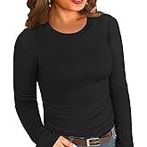Chulianyouhuo Women Plus Size Tops Long Sleeve Ribbed Knit Shirts Fall Fitted Basic Tee Going Out Tops Casual Outfits