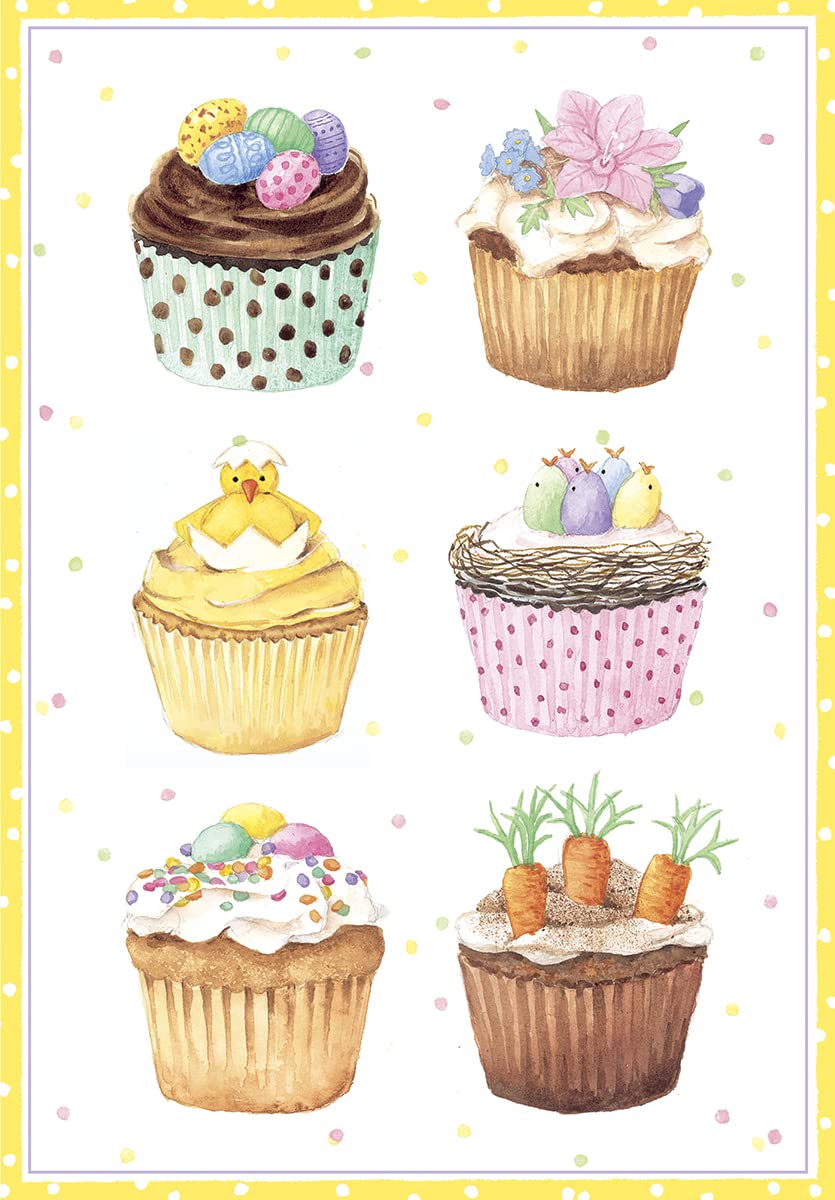 Caspari 5 Greeting Cards Notelets Blank & envelopes - Easter cards - Easter Cupcakes - 10 x 15 cm closed