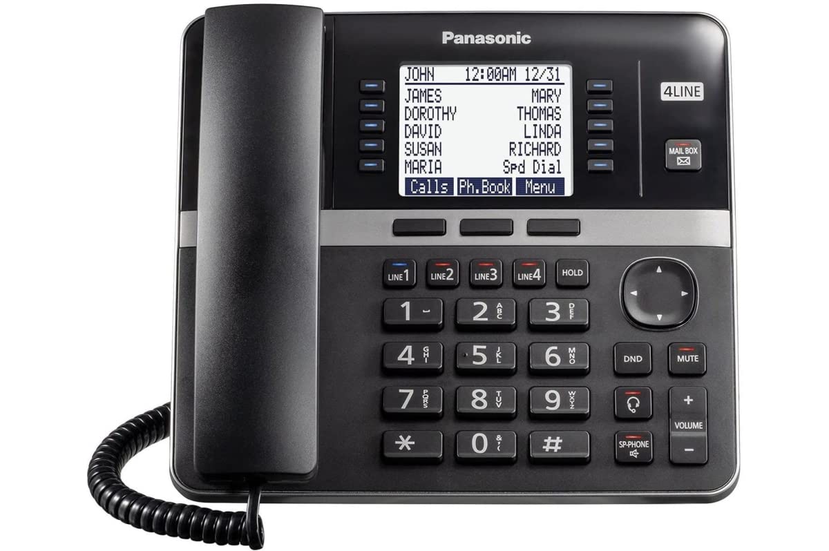 Photo 1 of Panasonic Office Phone System, Corded Base Station with 4-Lines Expandable with Up to 10 Compatible Panasonic Business Phones Wirelessly - KX-TGW420B (Black)