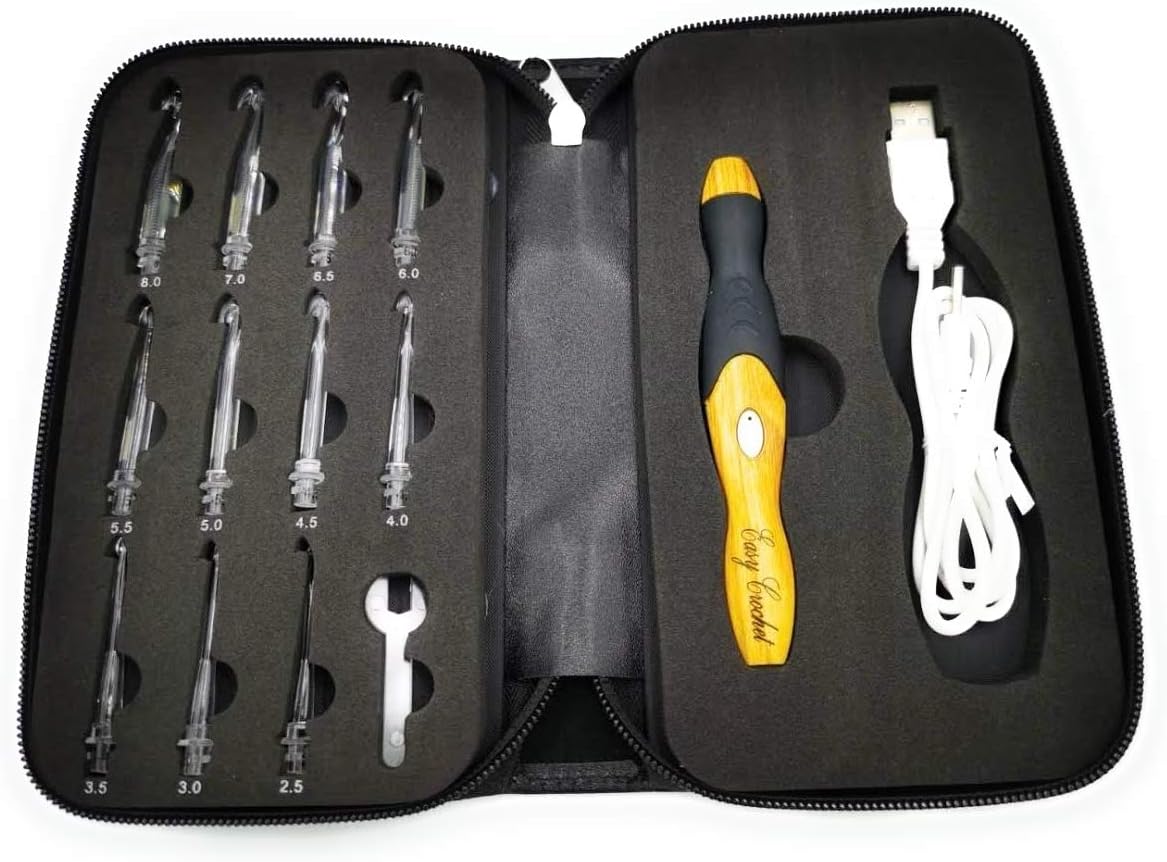 Crochet Hooks Light up Crochet Hook Set Ergonomic Grip Handles. 11 USB Rechargeable Lighted Interchangeable Hook Sizes (2.5-8.0mm) Knitting Hooks Kit - Image 3
