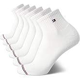 Tommy Hilfiger Mens Quarter Socks - 6 Pack Athletic Performance Stretch Moisture Wicking Cushioned Ankle Socks for Men