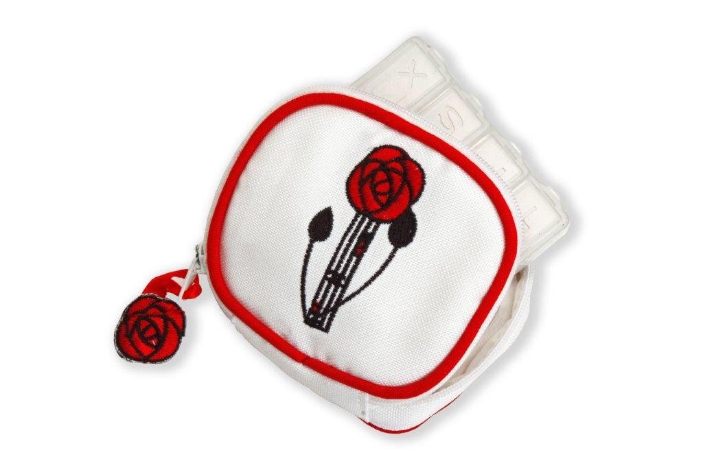 Justina Claire Pill Box Purse in a Mackintosh Rose Design (red)