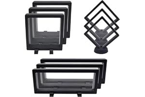 9PCS 3D Floating Display Case, Challenge Coin Display Stand Holder Frames Transparent PE Jewelry Storage Box Large Suspension
