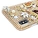 Mavis's Diary iPhone X Case, iPhone Xs Case, Full Edge Protective Plastic Case, 3D Handmade Crystal Clear Bling Diamonds Shiny Rhinestone Gold Floral Handbag Jewellery Hard PC Cover for iPhone X/XS