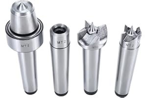 BTSHUB 4Pcs MT2 Wood Lathe Live Center Set Drive Spur Cup for Woodworking Machines