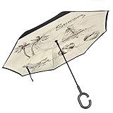 Foldable Umbrella Rain Beach,Monochrome Tropical